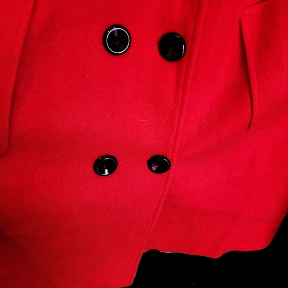 NWT Red Wool Coat xl Double Breasted Pea Coat - Picture 7 of 16